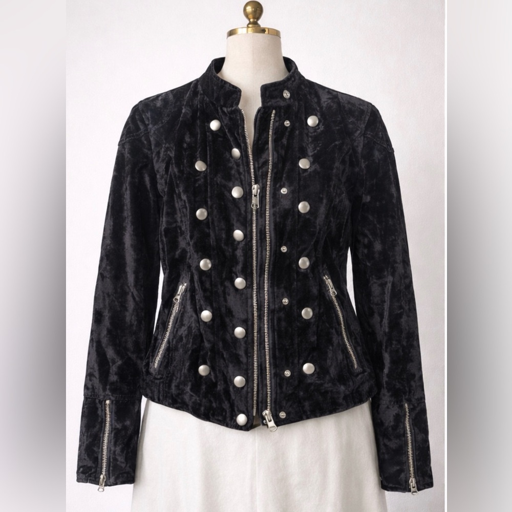 We The Free Black Velvet Bomber Jacket